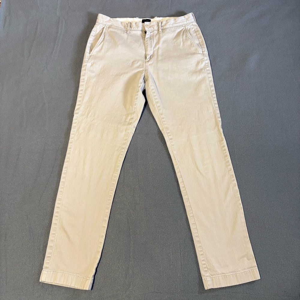 J. Crew Men's Light Tan Chinos 30x30 Style 770 Stretch Textured Tapered Leg